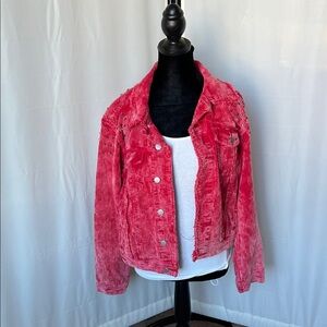 POL Women's vintage corduroy jacket with raw edge detail and stud embellishments